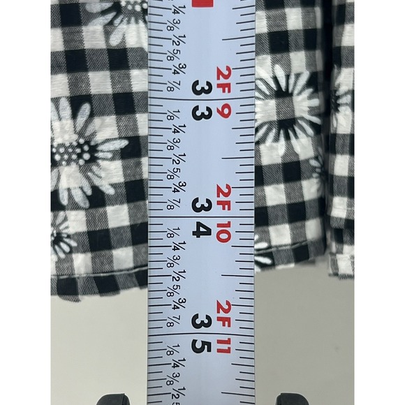 Self Contrast Black And White Floral‎ Checkered Mini Dress Women's Size L NWT - Picture 2 of 9